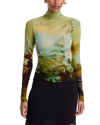 Zoya Landscape Print Long Sleeve Top
