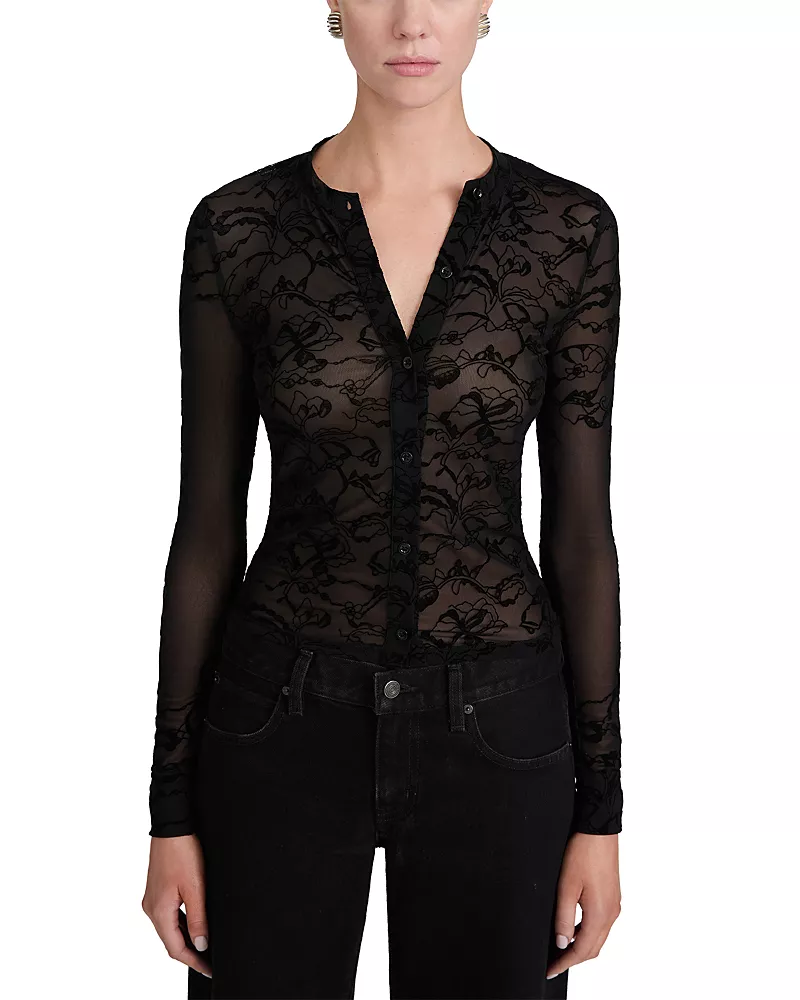 Frame The Lace Burnout Fitted Top