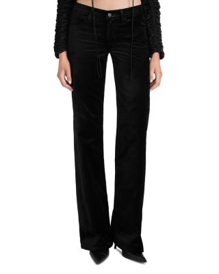 Frame The Velvet Gray Mid Rise Wide Leg Jeans in Black