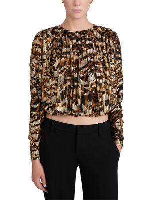 The Pleated Bubble Silk Cropped Top