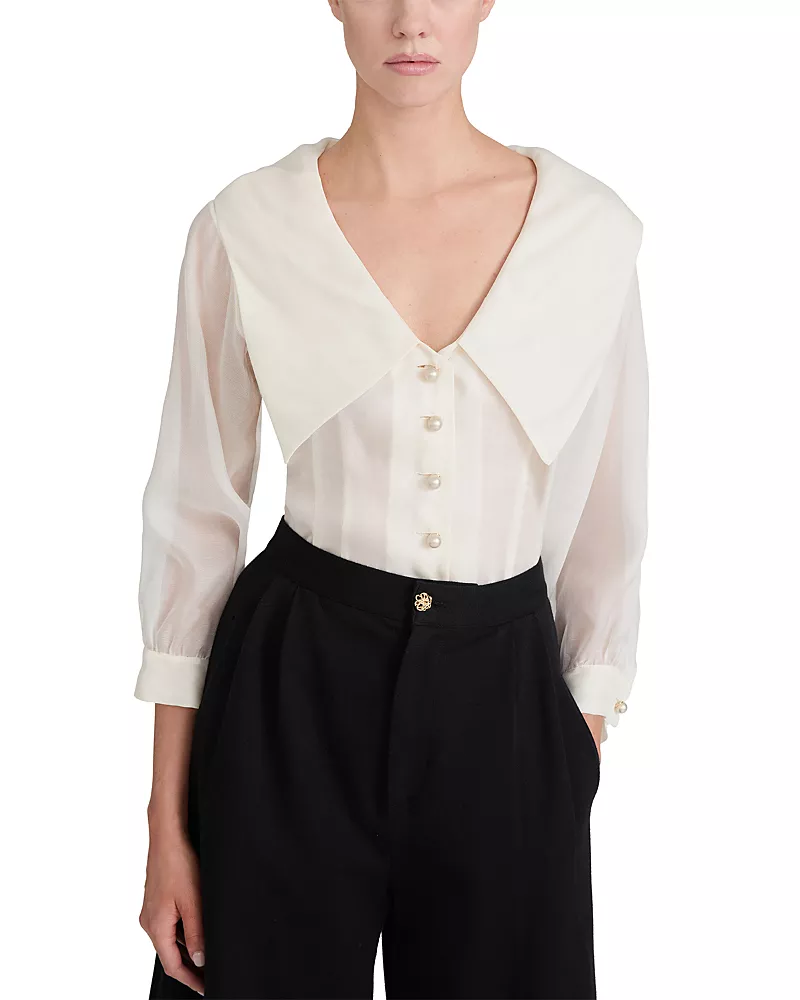 Frame The Regency Sheer Silk Blend Blouse