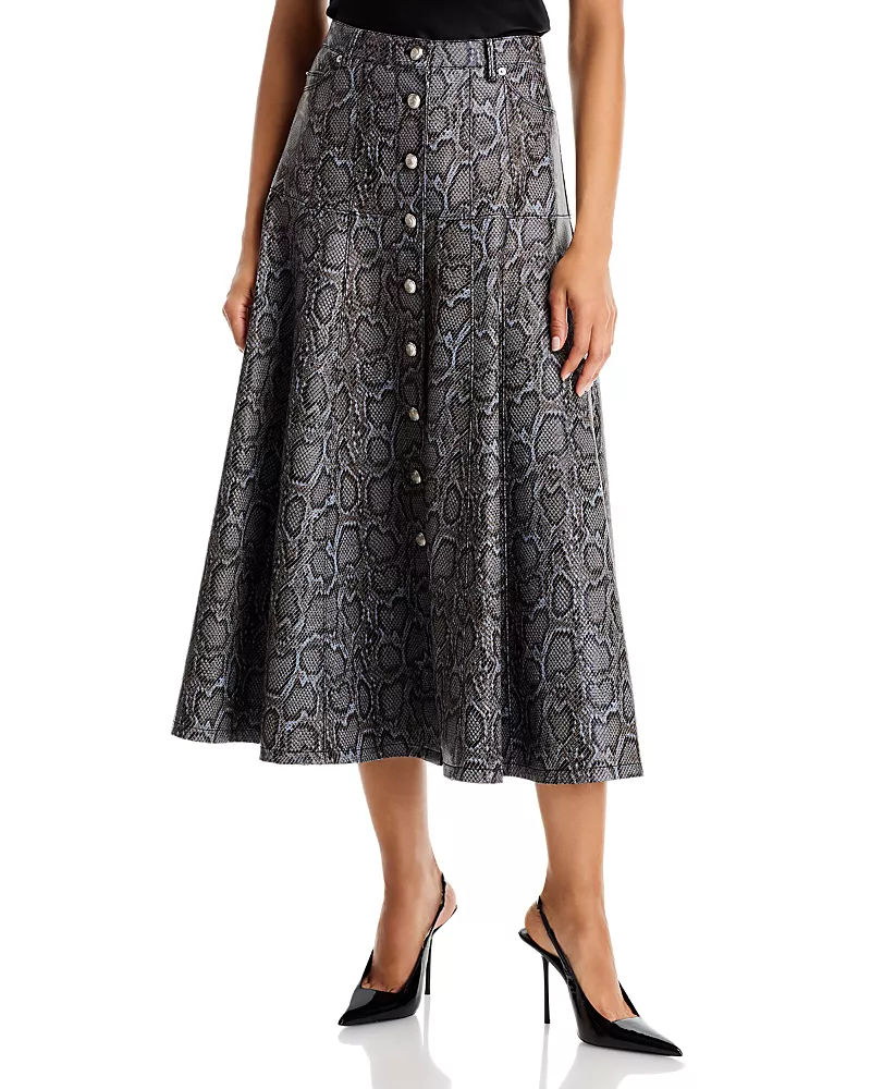 Cinq a Sept Veena Snake Print Midi Skirt