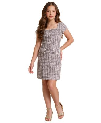 Girls' Short Sleeve Stretch Boucle Dress - Big Kid