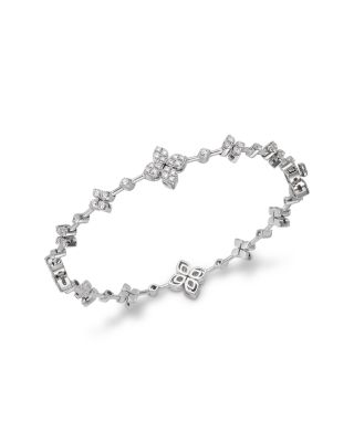 18K White Gold Venetian Princess Diamond Flower Bracelet, 1.78 tcw