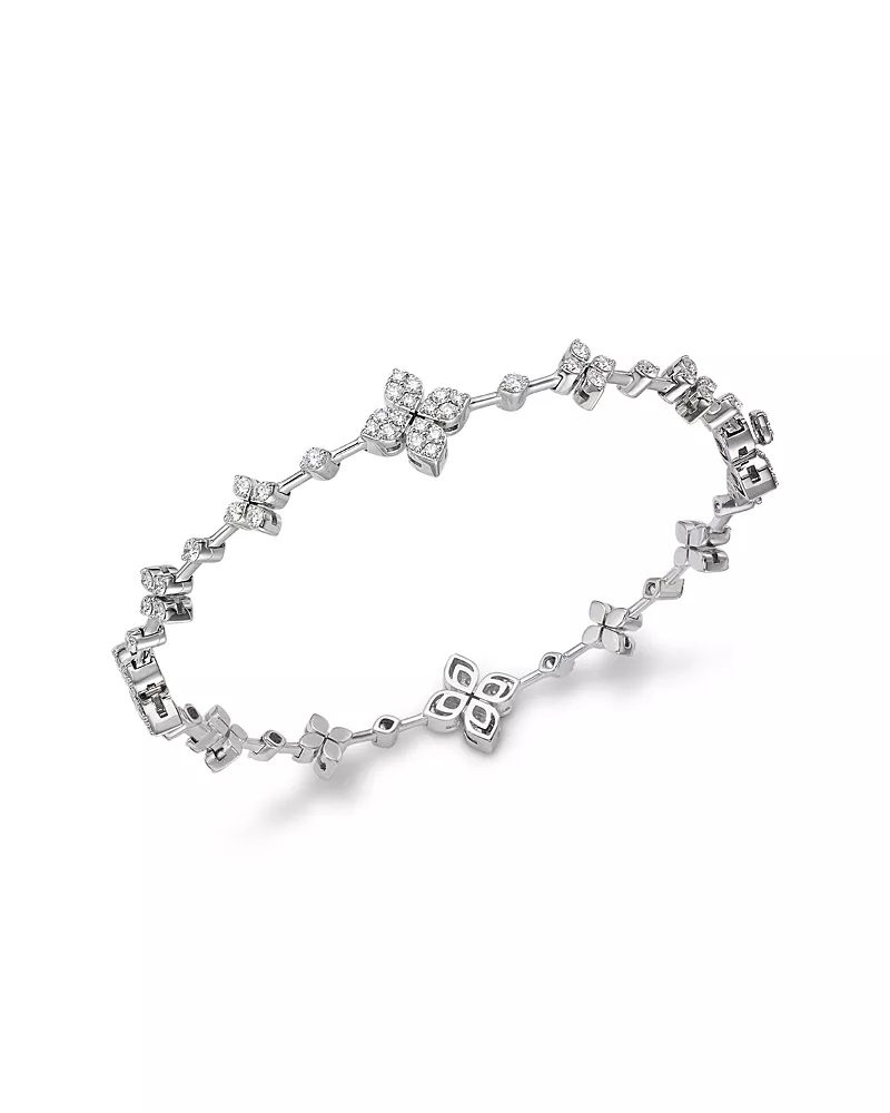 Roberto Coin 18K White Gold Venetian Princess Diamond Flower Bracelet, 1.78 tcw