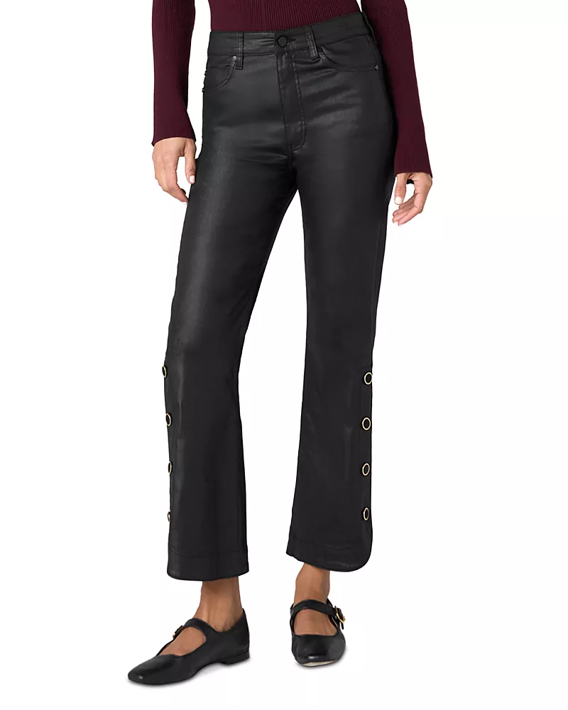 Liverpool Los Angeles Hannah Cropped Flare Jeans in Black Coated