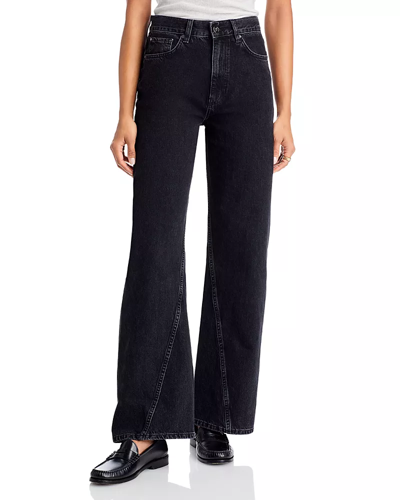 Anine Bing Brie High Rise Flare Jeans in Black