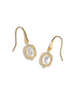 Daphne Crystal Framed Mother of Pearl Drop Earrings