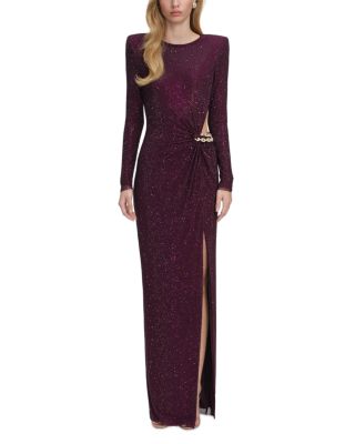 Rhinestone Embellished Cut Out Maxi Dress