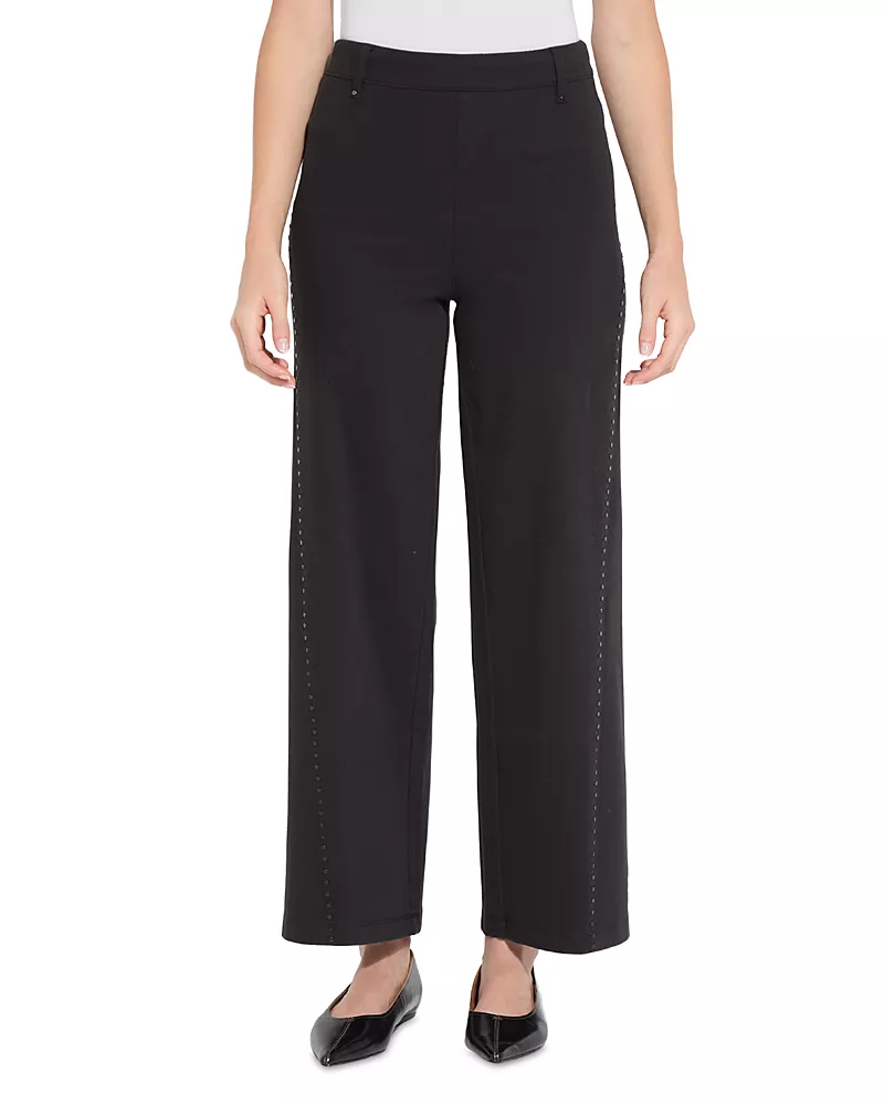 Lysse Erin Cotton Stretch Studded Seam Wide Leg Pants
