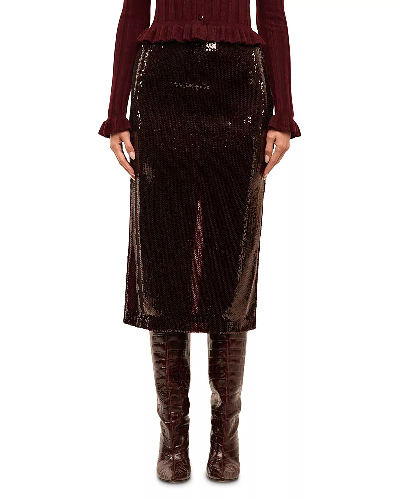 L'Agence Makena Sequin Midi Pencil Skirt