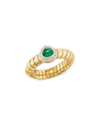 18K Yellow Gold Trisolina Precious Gemstone & Diamond Halo Ring