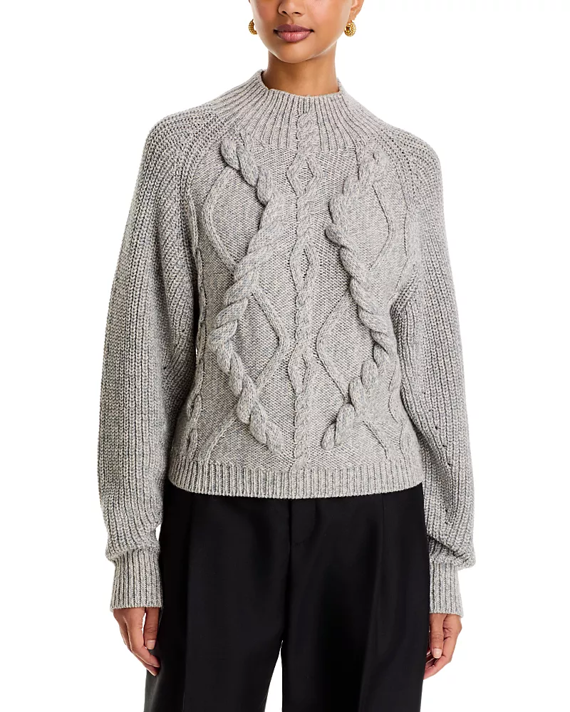 Hugo Boss Frescienne Wool Blend Mock Neck Cable Knit Sweater - Exclusive