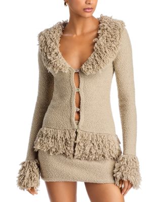 Prai Fitted Fringe V Neck Cardigan