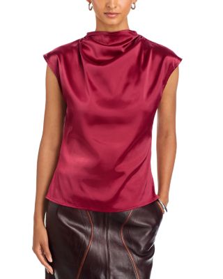 Cowl Neck Draped Satin Top