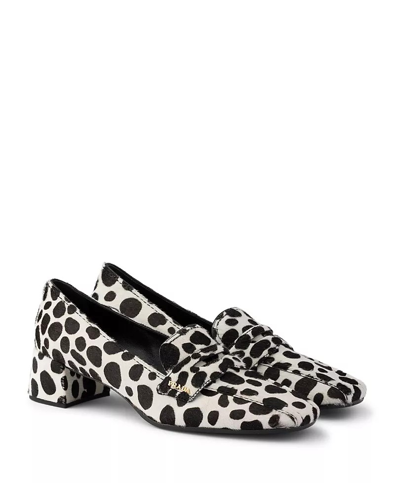 Prada Women's Printed Calf Hair Leather Loafers