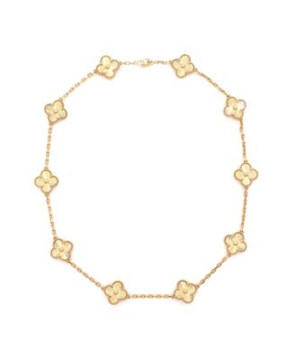  Vintage Alhambra 10 Motifs Necklace Guilloche 18K Gold, 16.75"