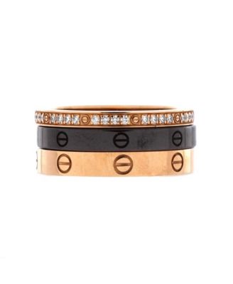  Love Band 3 Ring Set 18K Rose Gold, Diamonds and Ceramic