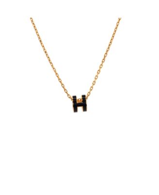 Mini Pop H Pendant Chain Necklace Metal and Enamel, 16"