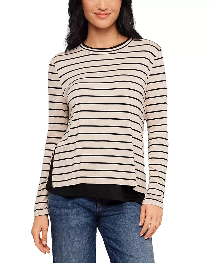 Karen Kane Striped Long Sleeve Side Slit Top