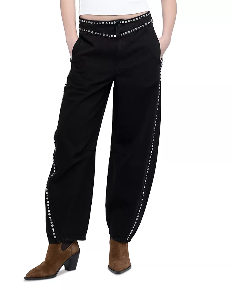 Blanknyc Cotton High Rise Barrel Jeans in Rock The Night