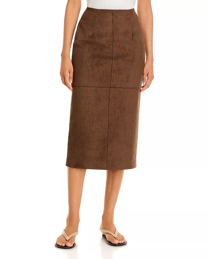 a. ren Clove Seamed Midi Skirt