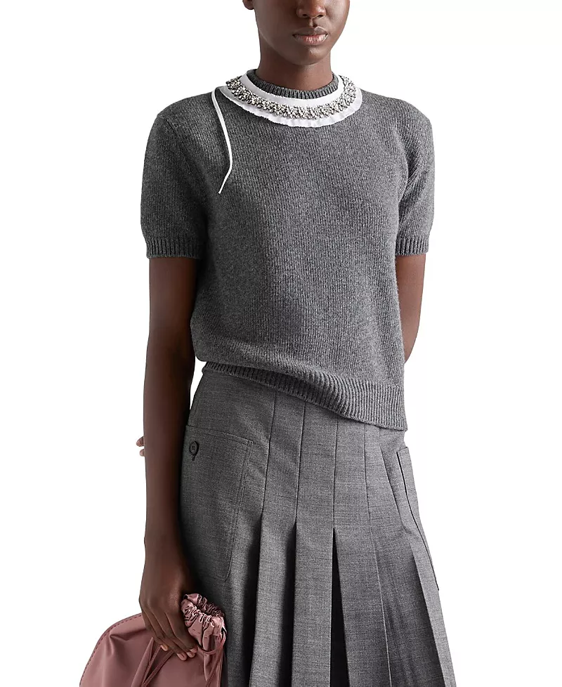 Prada Short Sleeved Wool and Cashmere Sweater