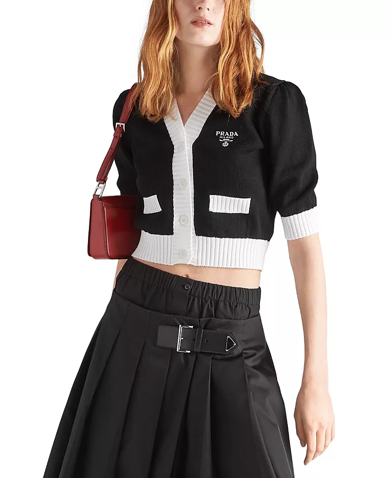 Prada Cropped Cotton Cardigan