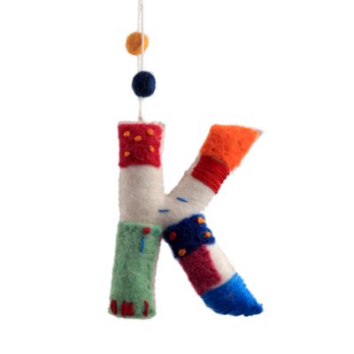 Felt Tie Dye Embroidered Hanging K Ornament  