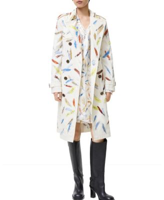 Long Embroidered Tropical Gabardine Foxfield Trench Coat