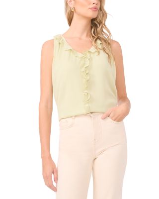 V Neck Sleeveless Ruffle Top