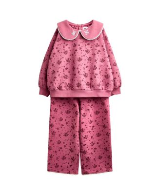 JoJo Maman Bebe Girls' Printed Sweatshirt And Bottom Outfit Set - Baby, Little Kid