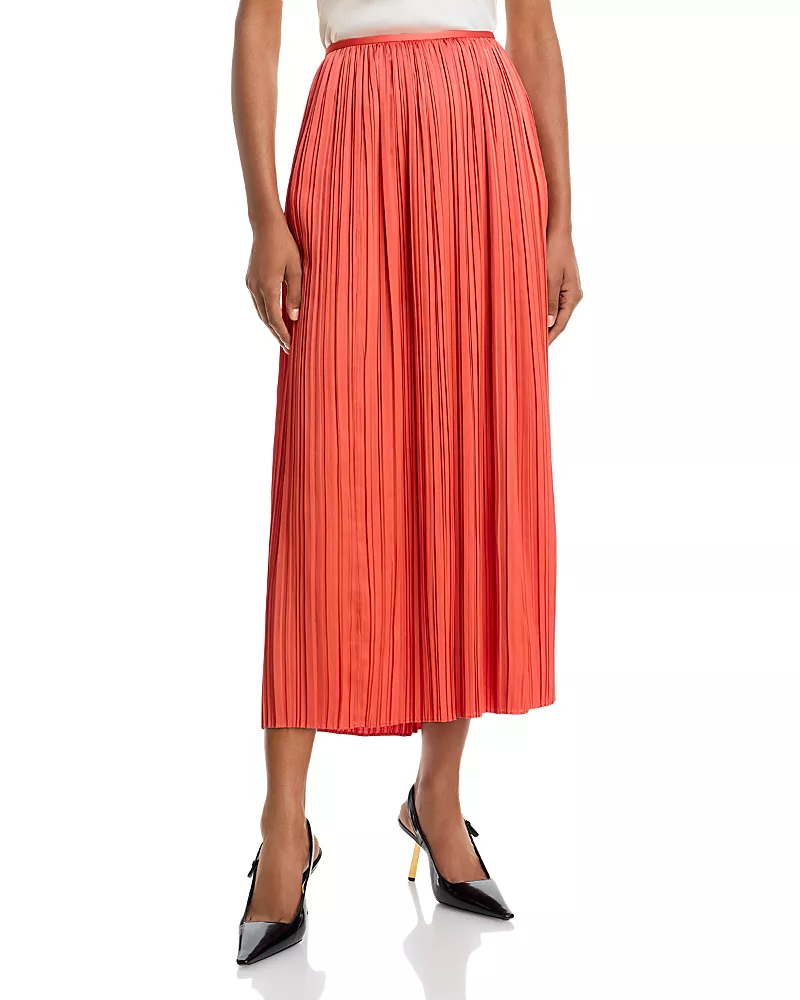 Cinq a Sept Esme Satin Delaine Pleated Midi Skirt