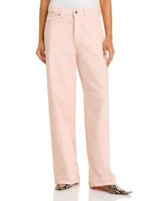 Bethany Twill High Rise Wide Leg Jeans in Pale Pink