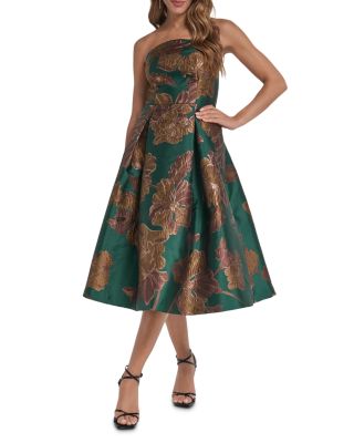 Floral Jacquard Fit-and-Flare Midi Dress