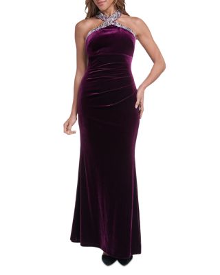 Embellished Halter Gown