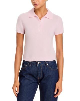 Simkhai Twila Cashmere Short Sleeve Polo In Blush