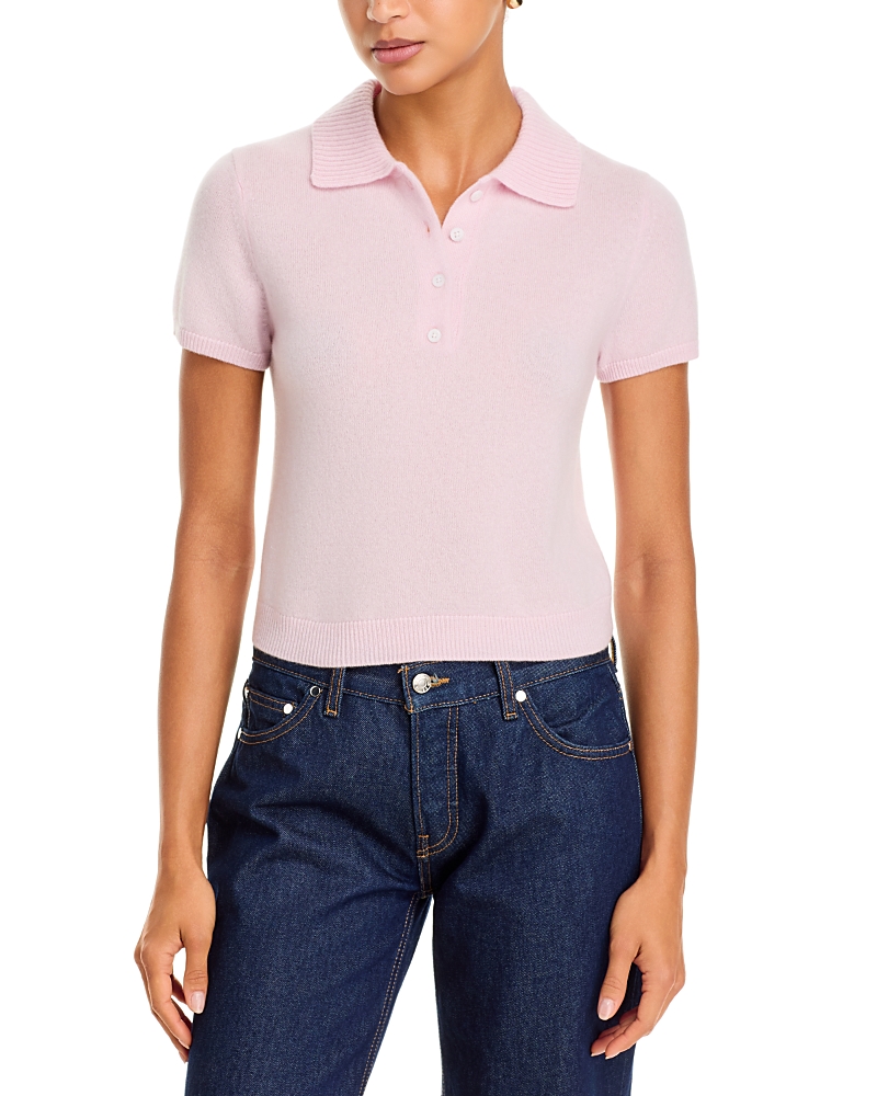 Simkhai Twila Cashmere Short Sleeve Polo In Blush