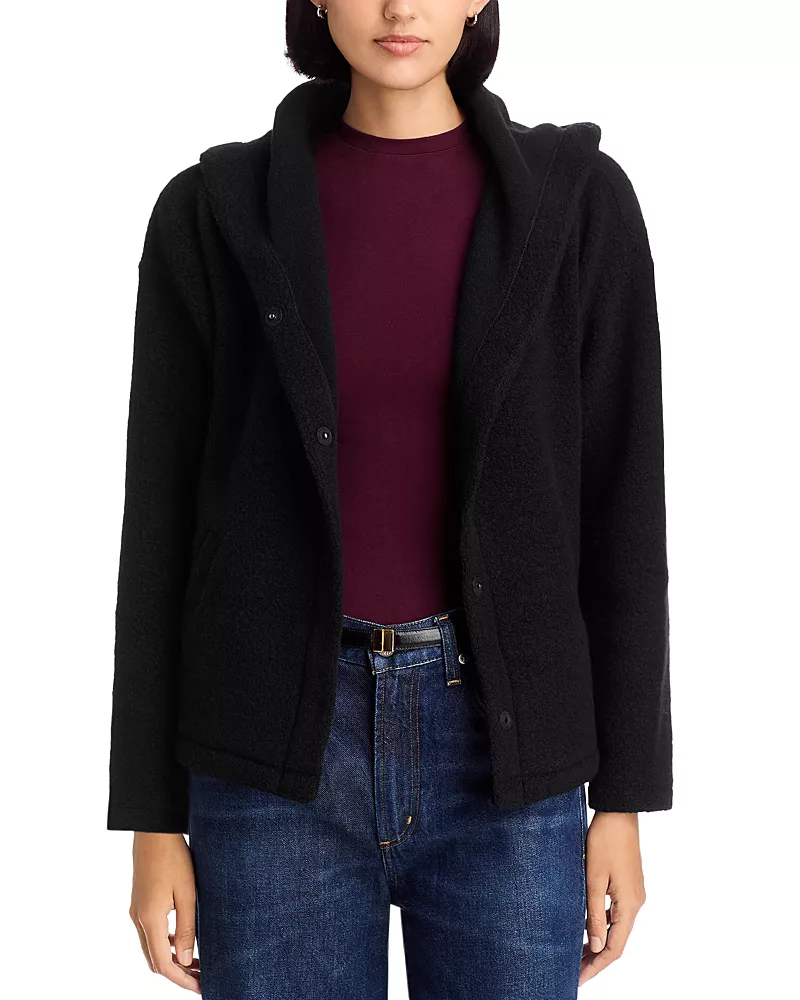 Eileen Fisher Boucle Hooded Boxy Jacket
