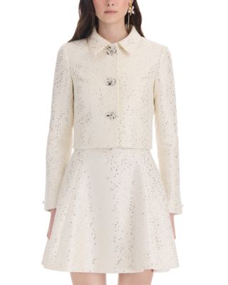 Wool Blend Embellished Tweed Jacket 