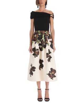Mixed Media Off Shoulder Dress