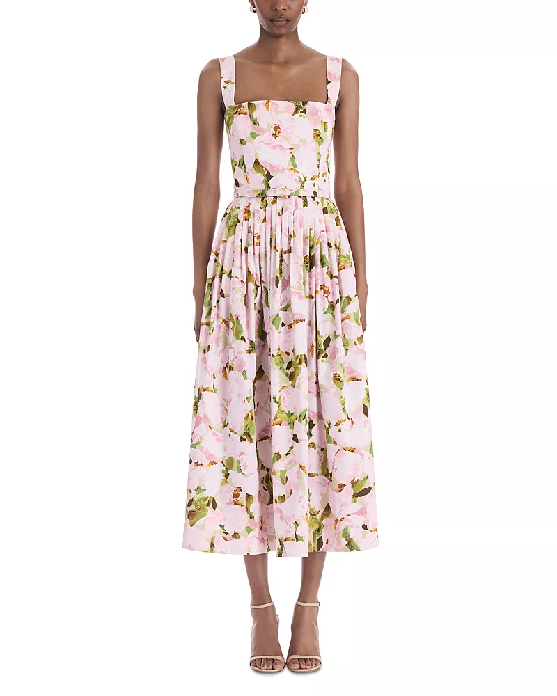 Oscar de la Renta Iris Cotton Stretch Watercolor Dress