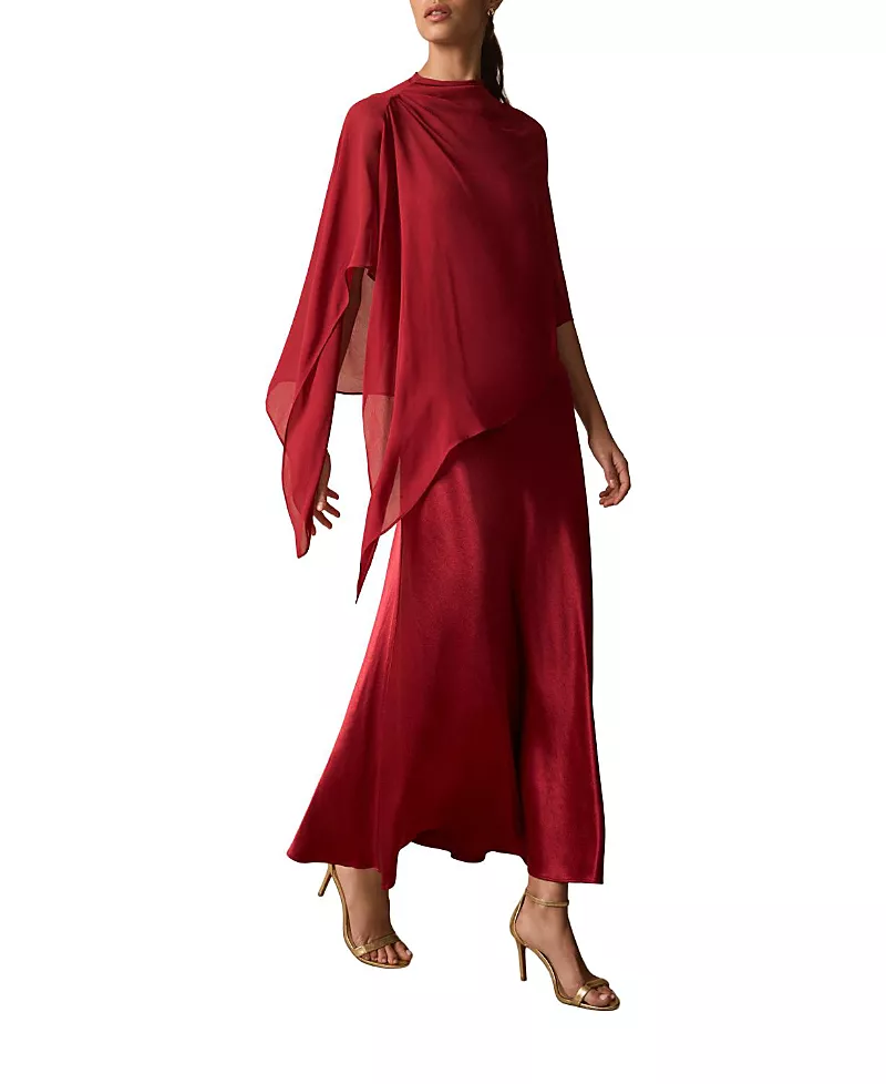 Mint Velvet Women's Satin Cape Detail Maxi Dress