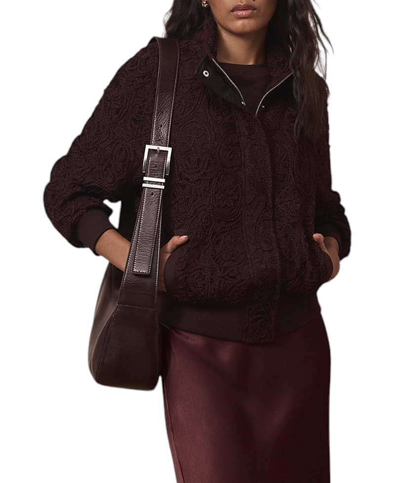 Mint Velvet Women's Embroidered Lace Bomber Jacket