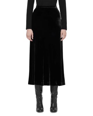 Allsaints Nalia Silk Blend Velvet Midi Skirt