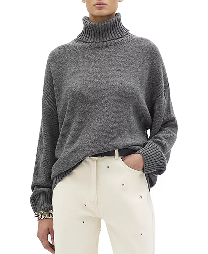 Another Tomorrow Oversized Luxe Turtleneck Sweater