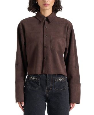 Maura Oversized Cropped Roll Sleeve Cotton Shirt