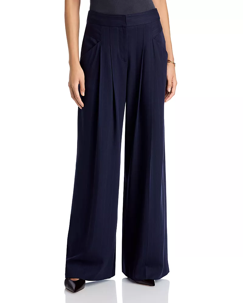 Veronica Beard Tyrell Pleated Wide Leg Pants
