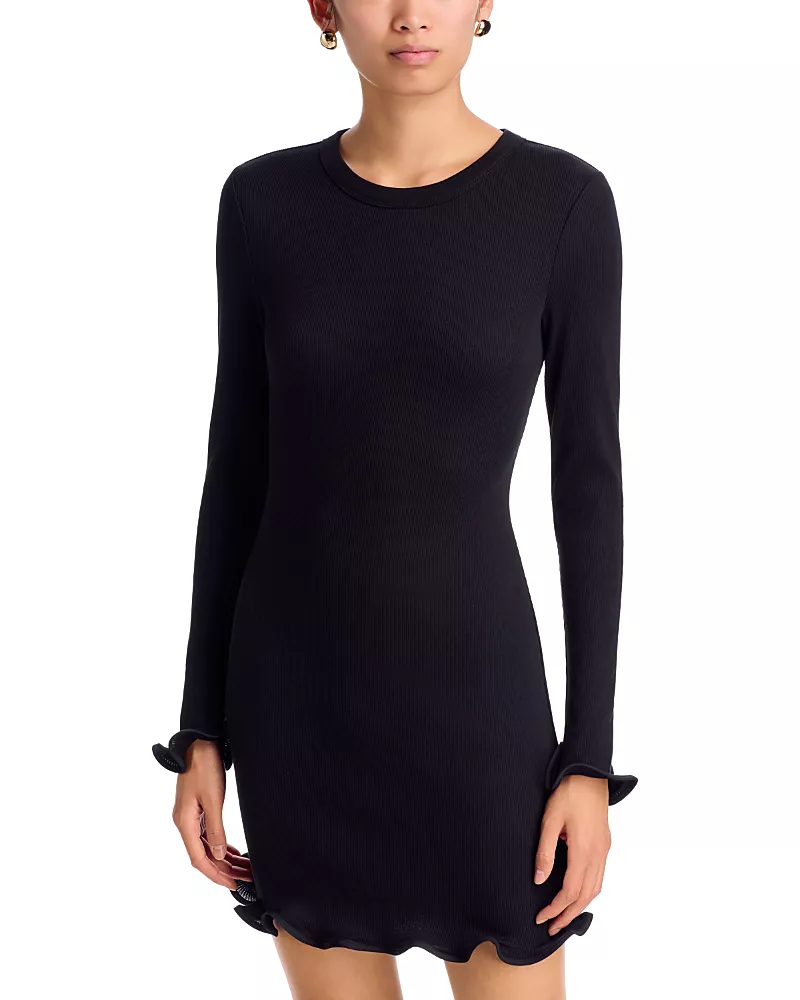 Veronica Beard Baranova Stretch Cotton Ruffled Mini Dress