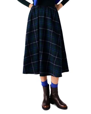 Plaid A Line Midi Skirt